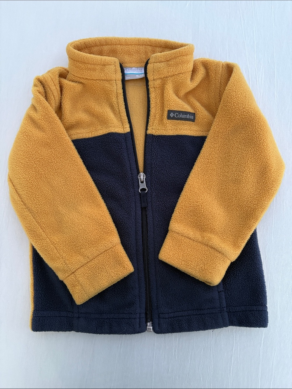 Columbia Steens Mountain II Fleece Jacket Toddler 18-24M Yellow Navy Colorblock